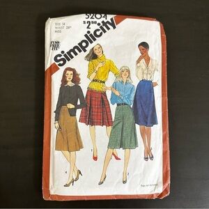 Vintage Sewing Pattern Simplicity Skirt Blouse Miss Size 14 Waist 28 1980 80s